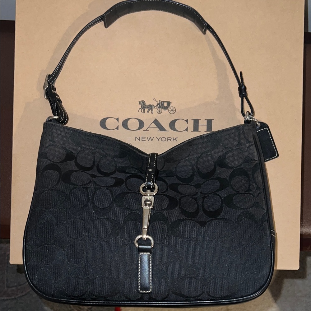 Coach Black Monogram Shoulder Bag - Picture 2 of 5